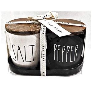 Rae Dunn SALT & PEPPER Cellars Black & White RARE
